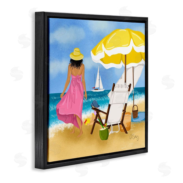 Stupell Industries Ale Saiz Studio | Woman Strolling Beach Wall Art