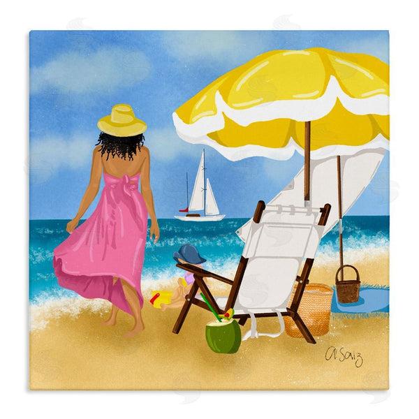 stupell industries Ale Saiz Studio | Woman Strolling Beach Wall Art
