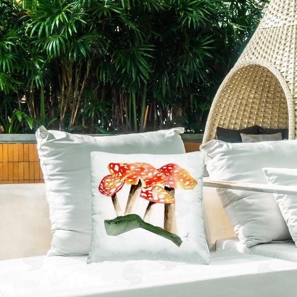 Stupell Industries Alexandria Gilbert Kincaid | Dotted Red Mushrooms Printed Throw Pillow