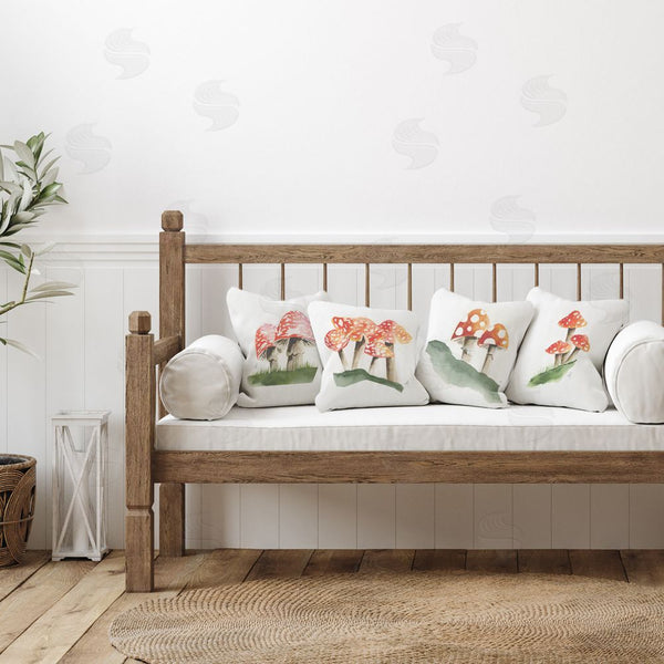 Stupell Industries Alexandria Gilbert Kincaid | Red Forest Mushrooms Printed Throw Pillow Set