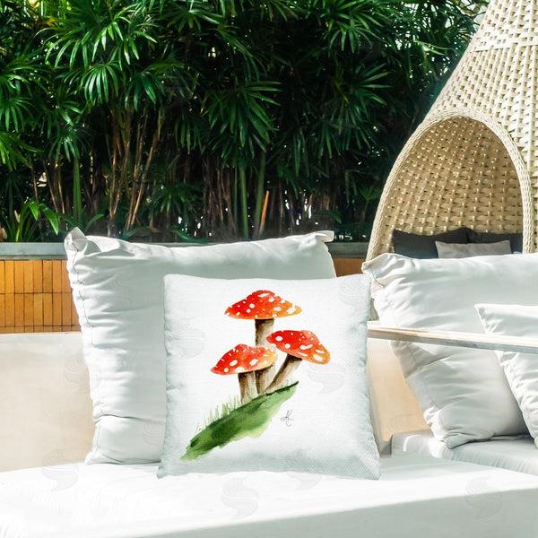 Stupell Industries Alexandria Gilbert Kincaid | Red Mushroom Trio Printed Throw Pillow