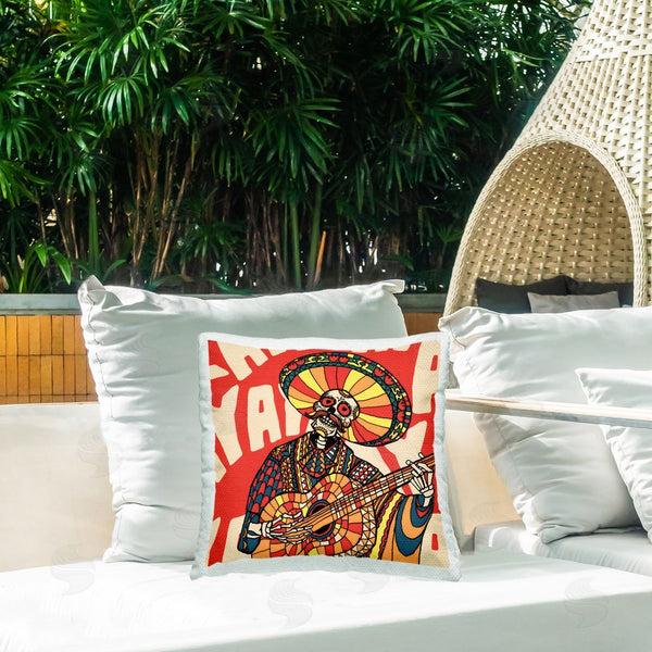 Stupell Industries Ali Gulec | Day Of Dead Guitarist Skeleton Printed Throw Pillow