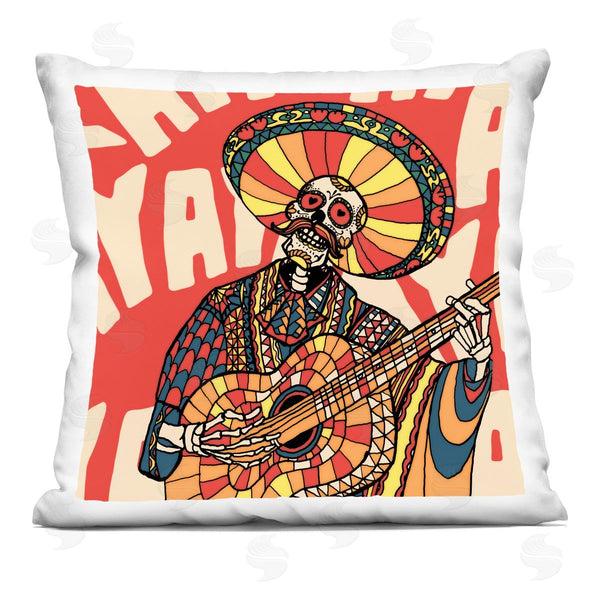 stupell industries Ali Gulec | Day Of Dead Guitarist Skeleton Printed Throw Pillow