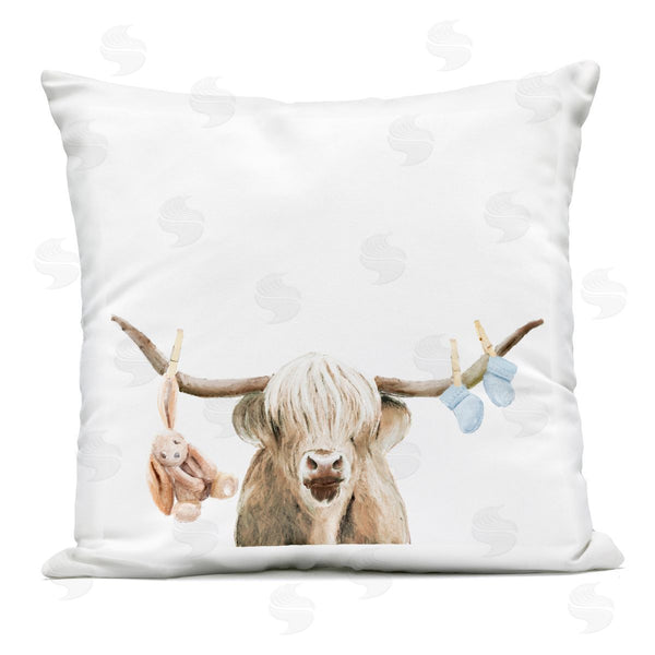 Stupell Industries Ali Lynne | Highland Cow Baby Boy Printed Throw Pillow