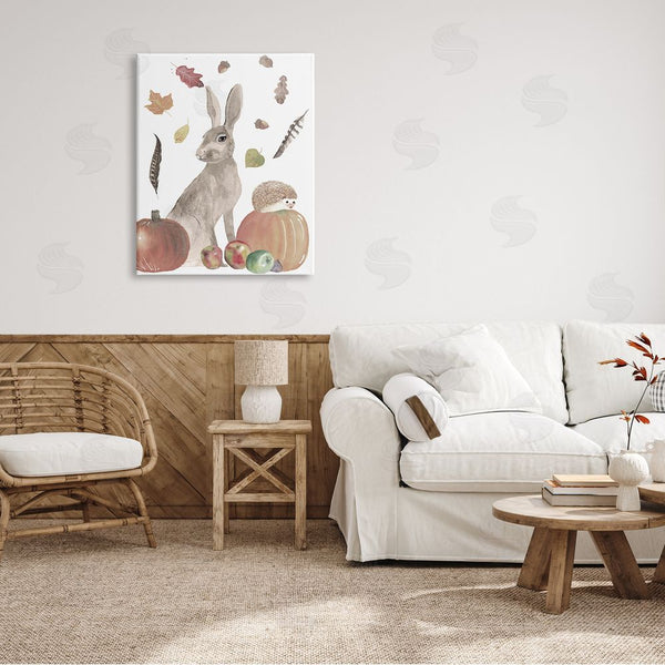 Stupell Industries Alicia Longley | Autumn Season Rabbit And Hedgehog Pumpkin Foliage Wall Art