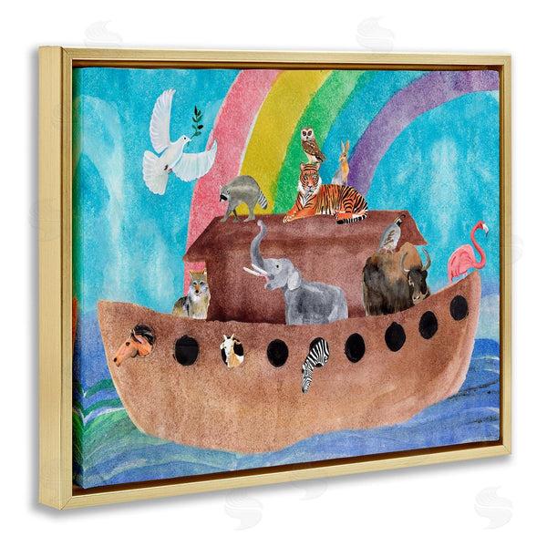 Stupell Industries Alicia Ludwig | Cute Animals Noah's Ark Rainbow