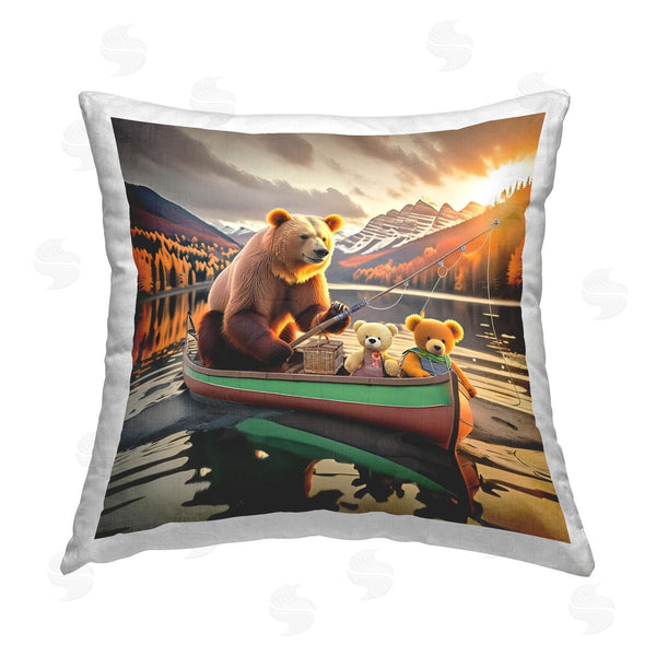 stupell industries Alina Georgescu | Bear & Friends on Boat Printed Throw Pillow
