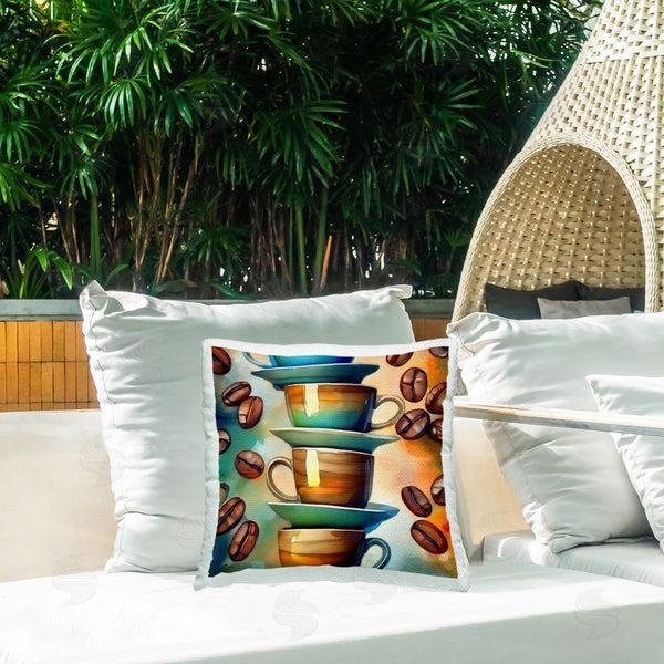 Stupell Industries Alina Georgescu | Ceramic Teacups & Coffee Printed Throw Pillow