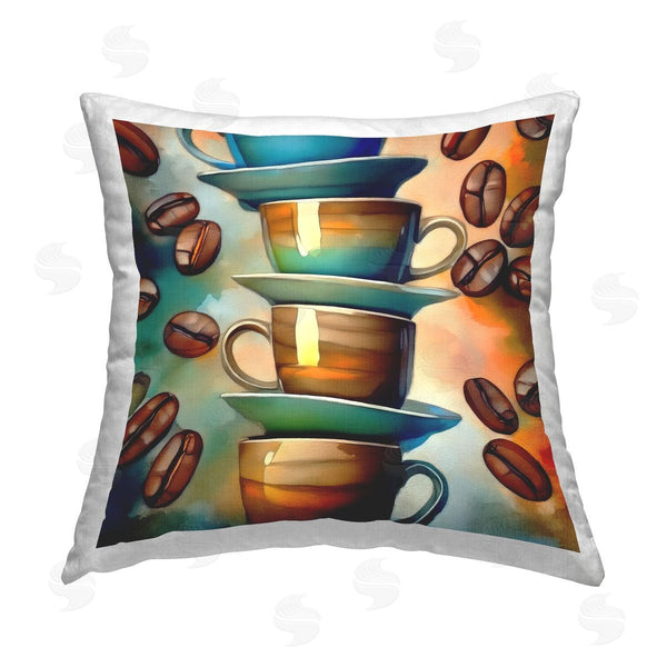 stupell industries Alina Georgescu | Ceramic Teacups & Coffee Printed Throw Pillow