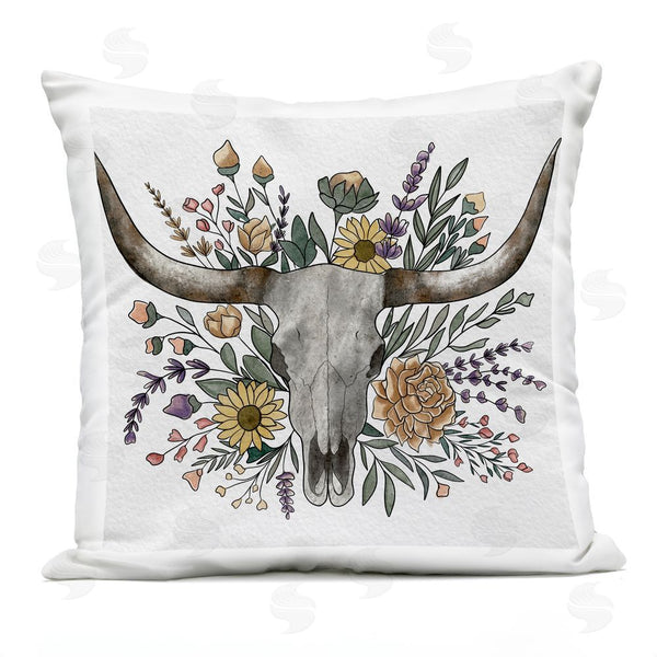 Stupell Industries Alisha Kiara Design | Boho Wildflower Longhorn Printed Throw Pillow