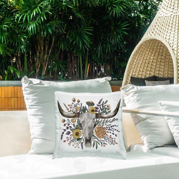 Stupell Industries Alisha Kiara Design | Boho Wildflower Longhorn Printed Throw Pillow