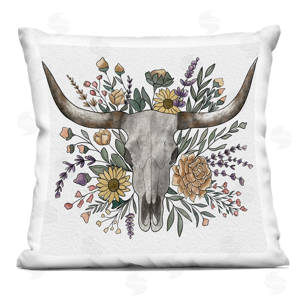 stupell industries Alisha Kiara Design | Boho Wildflower Longhorn Printed Throw Pillow