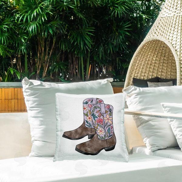 Stupell Industries Alisha Kiara Design | Wildflower Cowboy Boots Printed Throw Pillow