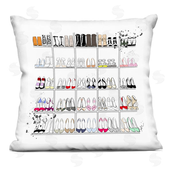 stupell industries Alison Petrie | Glam Fashion Stacked Shoes Printed Throw Pillow