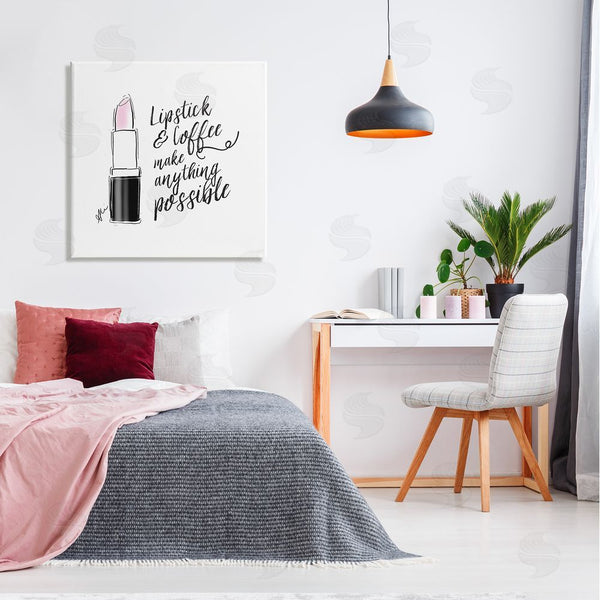 Stupell Industries Alison Petrie | Lipstick & Coffee Everything Possible Wall Art