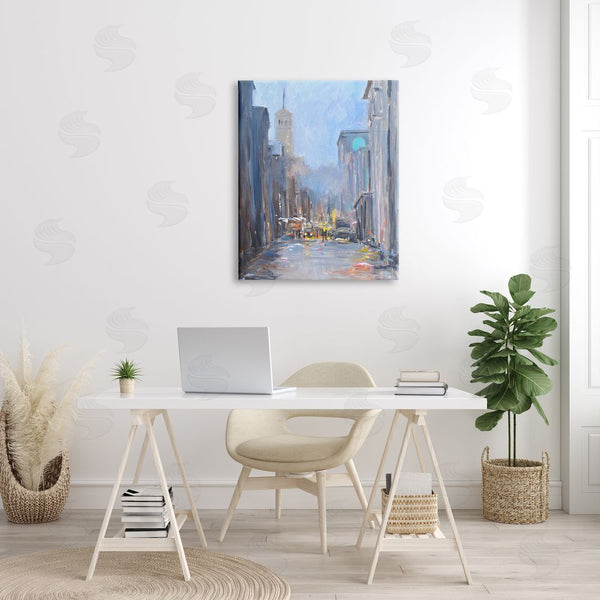 Stupell Industries Allayn Stevens | Abstract Rainy City Reflections Tall Urban Buildings Wall Art