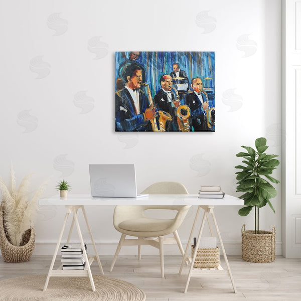 Stupell Industries Allayn Stevens | Contemporary Saxophone Jazz Ensemble Expressive Musicians Wall Art