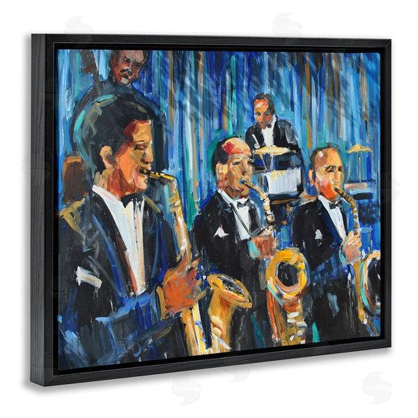 Stupell Industries Allayn Stevens | Contemporary Saxophone Jazz Ensemble Expressive Musicians Wall Art