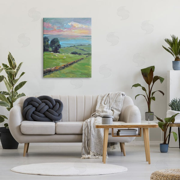 Stupell Industries Allayn Stevens | Country Rural Grasslands Striking Pink Sunset Sky Wall Art