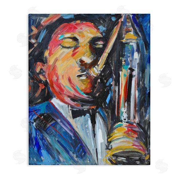 stupell industries Allayn Stevens | Expressive Jazz Saxophone Contemporary Musician Portrait Wall Art