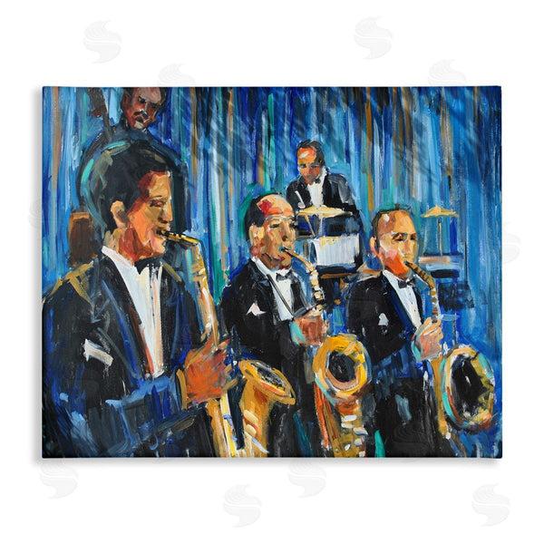 stupell industries Allayn Stevens | Jazz Saxophone Trio Expressive Quintet Musicians Wall Art