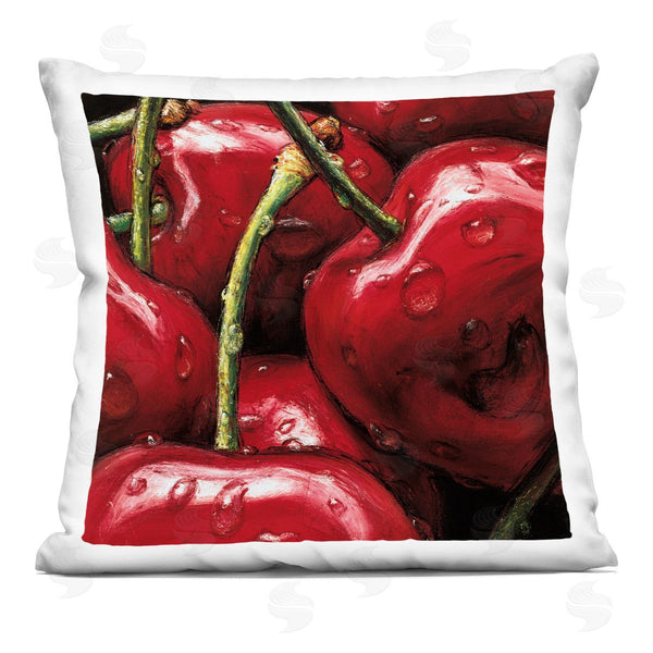 stupell industries Alma'Ch | Lustrous Cherries Water Droplets Printed Throw Pillow