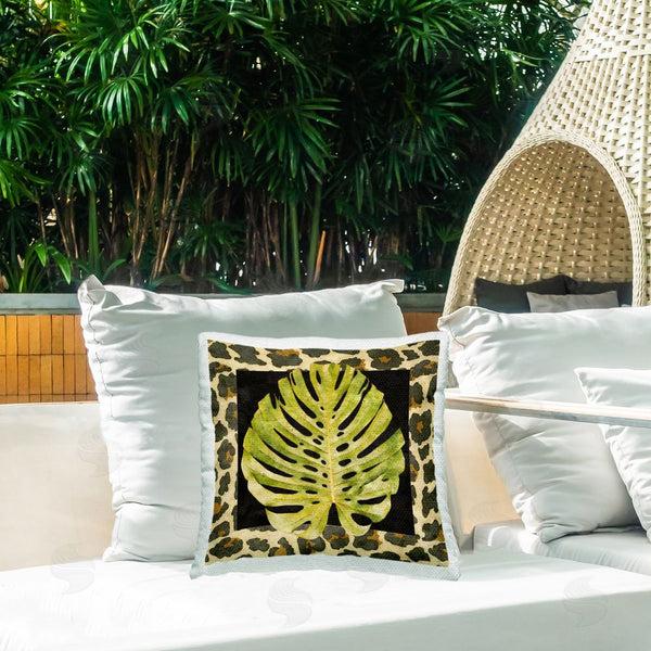 Stupell Industries Alonzo Saunders | Animal Patterned Monstera Printed Throw Pillow