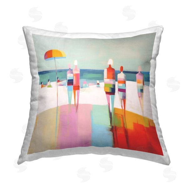 stupell industries Alonzo Saunders | Bold Modern Beachgoers Printed Throw Pillow