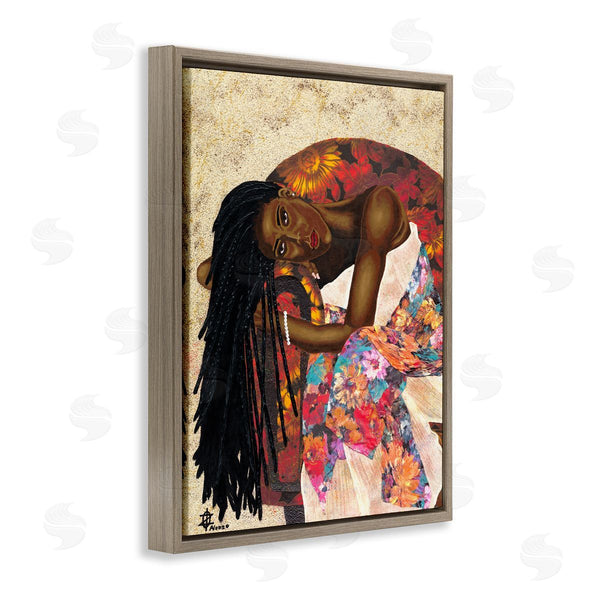 Stupell Industries Alonzo Saunders | Female With Tropical Print Dress Glam Fashion