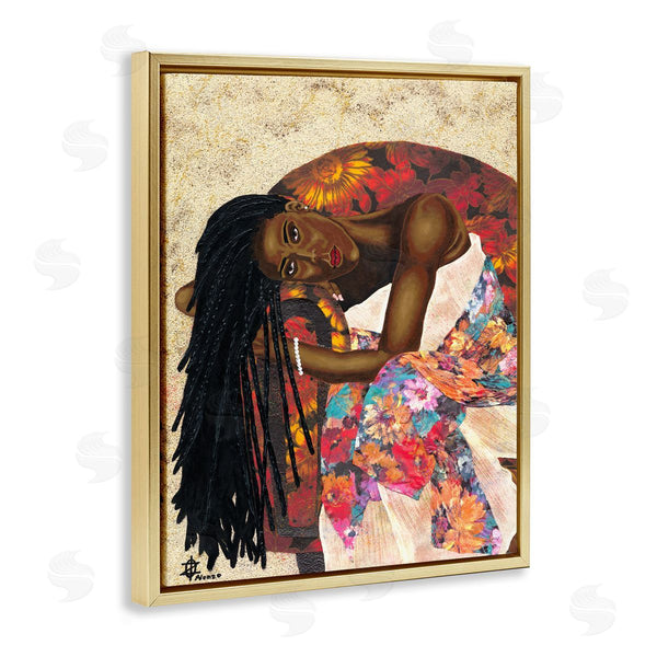 Stupell Industries Alonzo Saunders | Female With Tropical Print Dress Glam Fashion