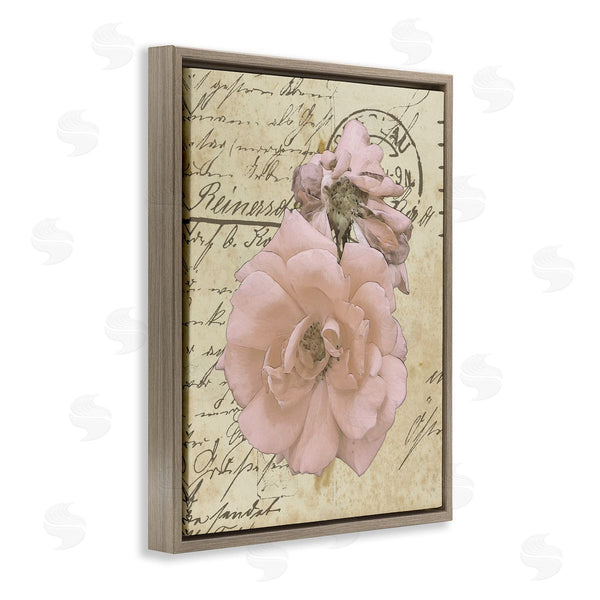 Stupell Industries Alonzo Saunders | Soft Pink Florals On Vintage Postal Letter