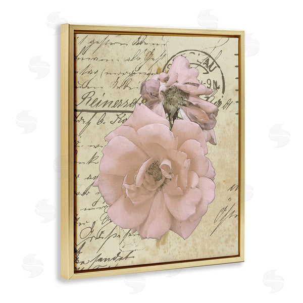 Stupell Industries Alonzo Saunders | Soft Pink Florals On Vintage Postal Letter