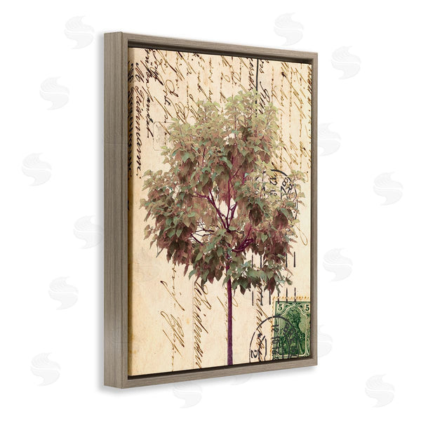 Stupell Industries Alonzo Saunders | Vintage Postal Script Note Red Root Tree
