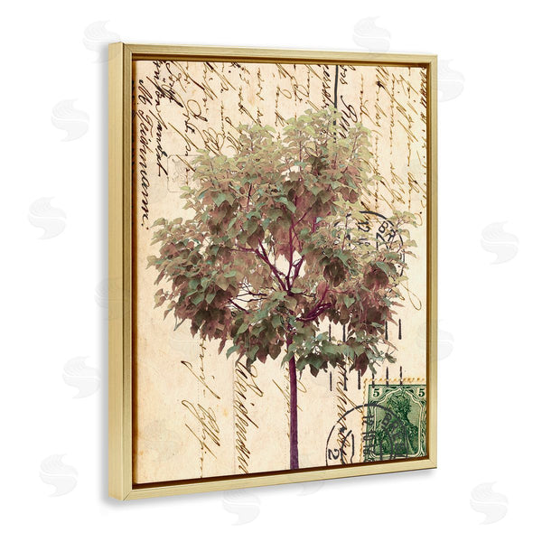 Stupell Industries Alonzo Saunders | Vintage Postal Script Note Red Root Tree