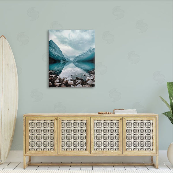 Stupell Industries Alpenglow Workshop | Breathtaking Rocky River Scenery Blue Mountain Peaks Wall Art