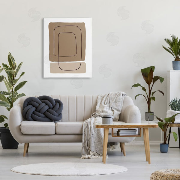 Stupell Industries Alpenglow Workshop | Contemporary Geometric Square Shapes Simple Squiggle Line Wall Art