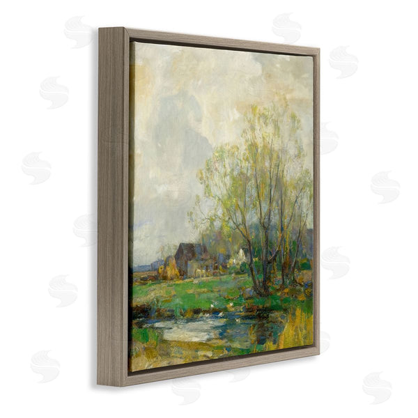 Stupell Industries Alpenglow Workshop | Tranquil Countryside Marsh Distant Farm Land Trees Wall Art