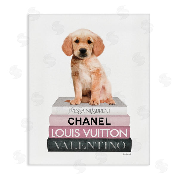 stupell industries Amanda Greenwood | Adorable Puppy on Pink Books