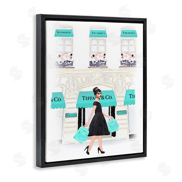 Stupell Industries Amanda Greenwood | Audrey With Blue Shopping Bags Urban City Architecture Wall Art