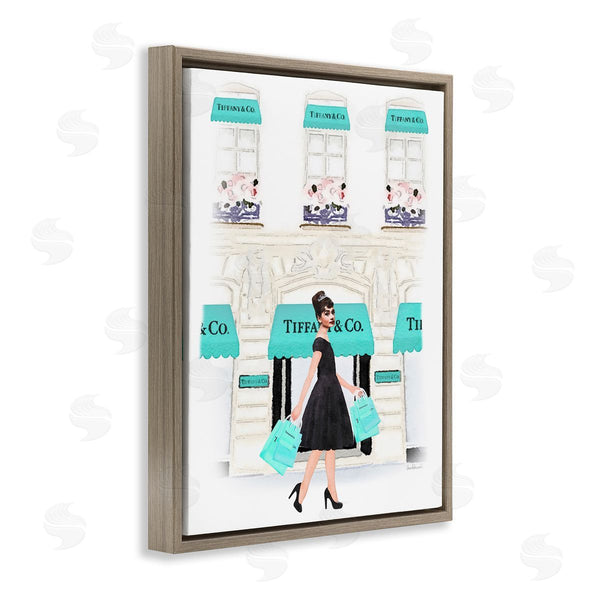 Stupell Industries Amanda Greenwood | Audrey With Blue Shopping Bags Urban City Architecture Wall Art