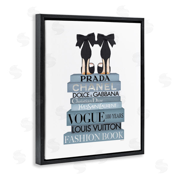 Stupell Industries Amanda Greenwood | Black Bow Shoes Tall Fashion Glam Bookstack Wall Art