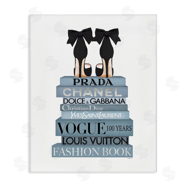 stupell industries Amanda Greenwood | Black Bow Shoes Tall Fashion Glam Bookstack Wall Art