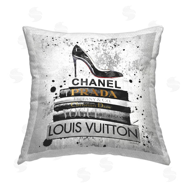 Stupell Industries Amanda Greenwood | Black Glam Books Paint Splatter Printed Throw Pillow