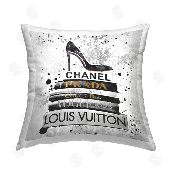 stupell industries Amanda Greenwood | Black Glam Books Paint Splatter Printed Throw Pillow