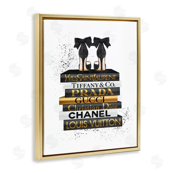 Stupell Industries Amanda Greenwood | Black Gold White Glam Bookstack