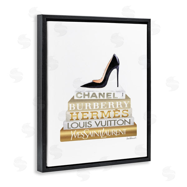 Stupell Industries Amanda Greenwood | Black Heels Gold White Bookstack Wall Art