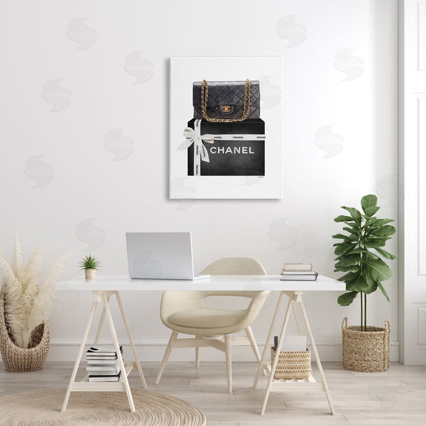 Stupell Industries Amanda Greenwood | Black Quilted Purse On Bold Glam Bow Box Wall Art