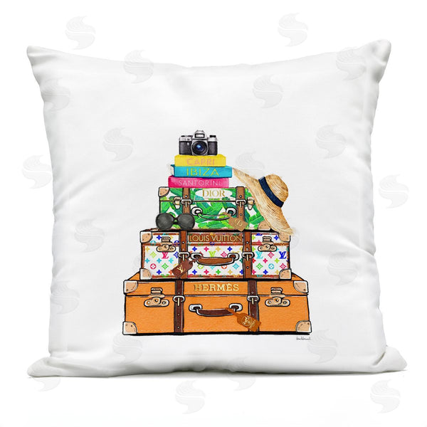 Stupell Industries Amanda Greenwood | Bright Glam Travel Cases Printed Throw Pillow