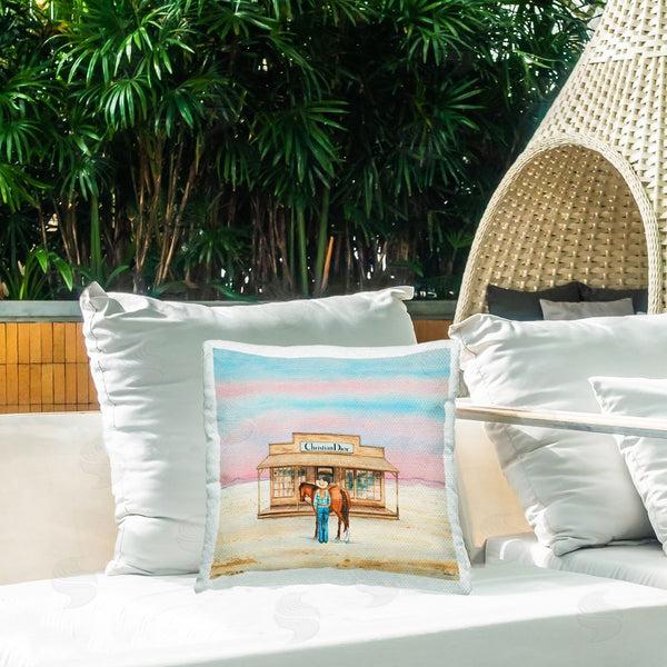 Stupell Industries Amanda Greenwood | Cowgirl & Horse Shopping Printed Throw Pillow