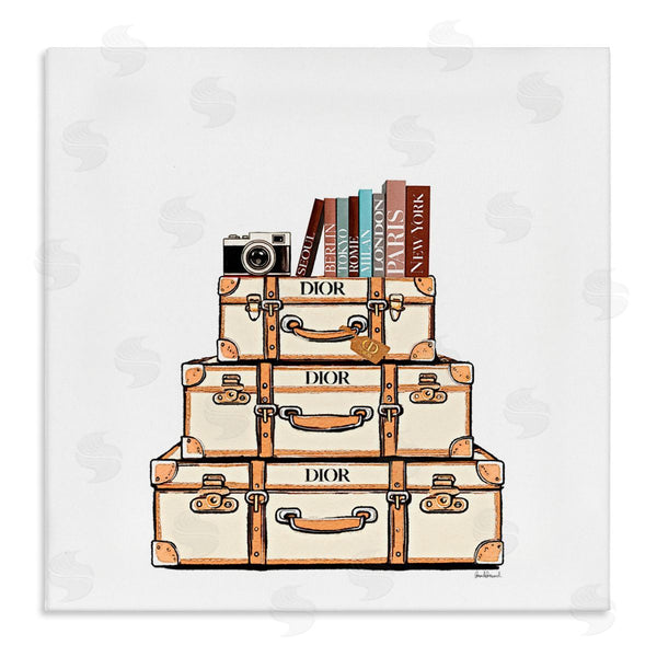stupell industries Amanda Greenwood | Cream Luggage Stack Wall Art
